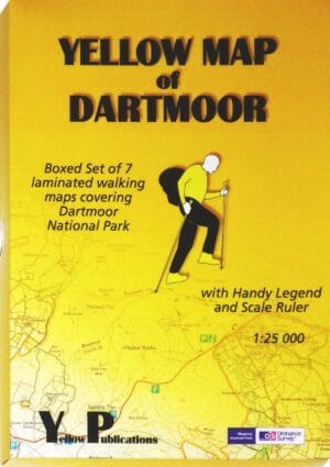 Yellow Map of Dartmoor - Boxed Set of 7 Laminated Walking Maps Covering Dartmoor National Park